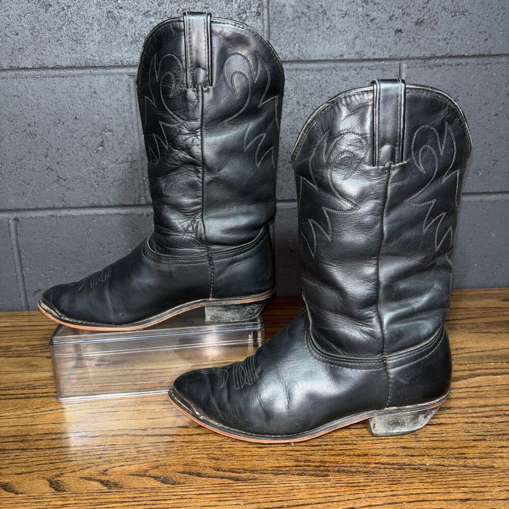 Durango Men’s Western Cowboy Boots Black Leather Size 9 USA Made